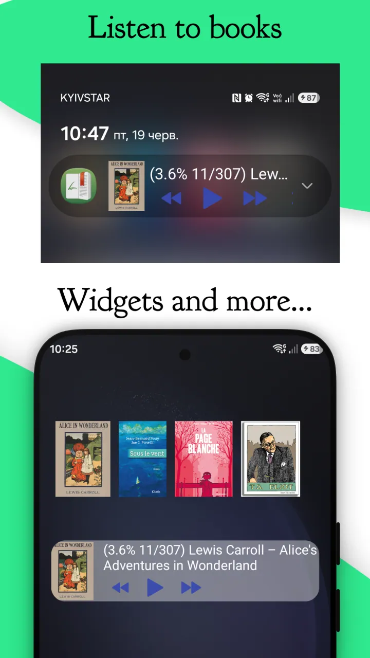 The playback notification and the home-screen widget