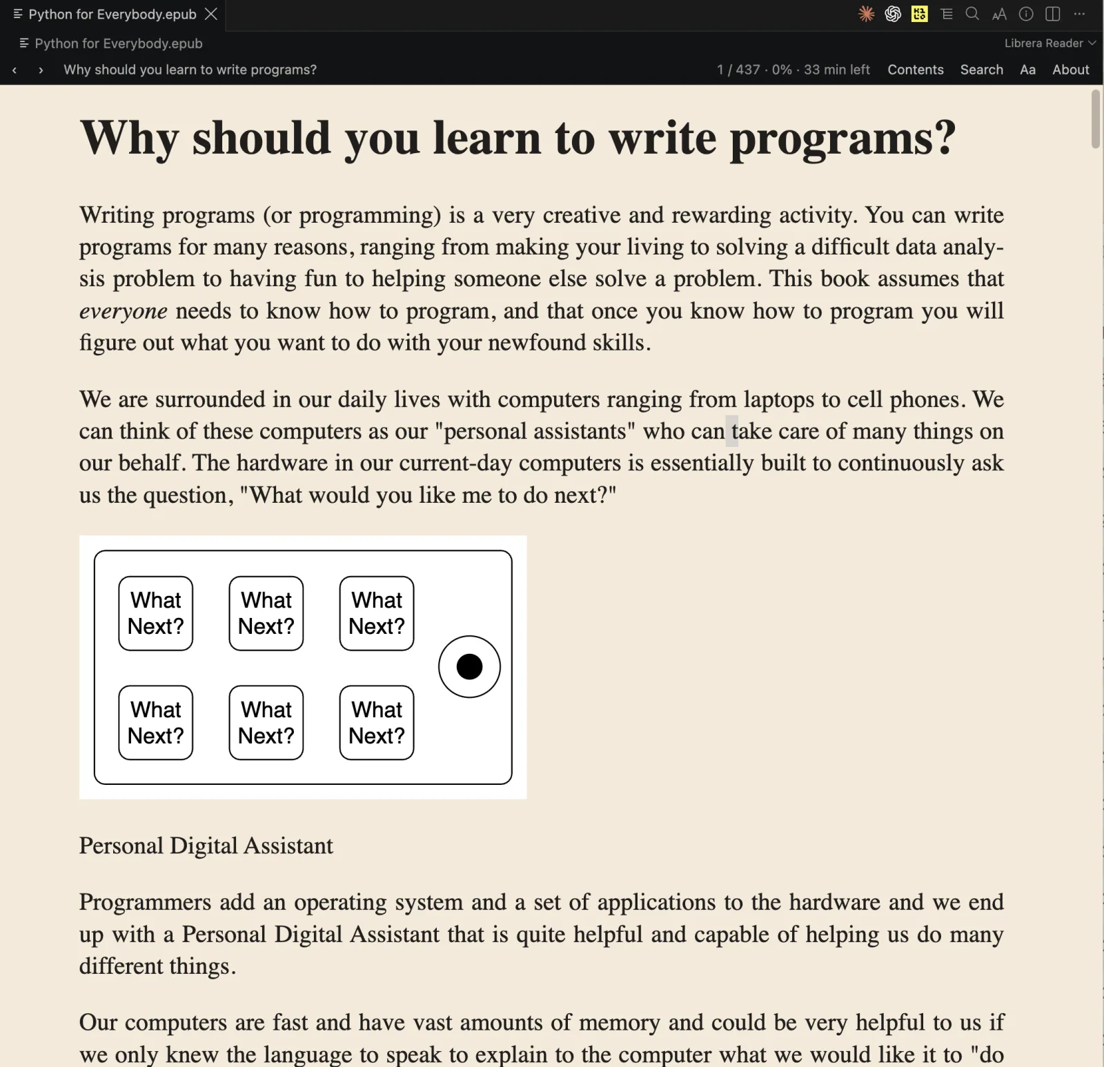 A book set in the Paper theme in a VS Code editor tab, under a dark editor theme
