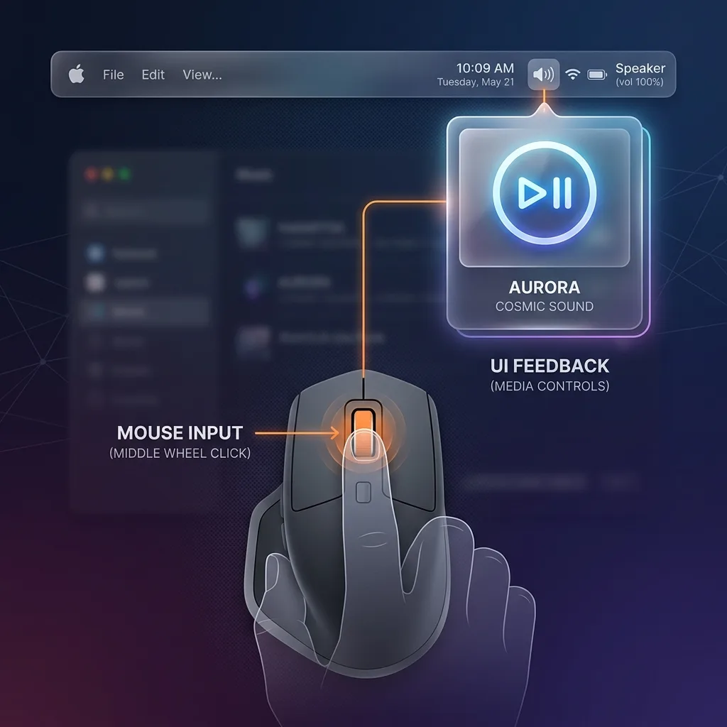 Middle-clicking the Sound Icon menu bar icon