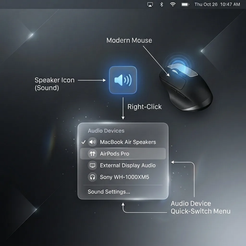 Right-clicking the Sound Icon menu bar icon