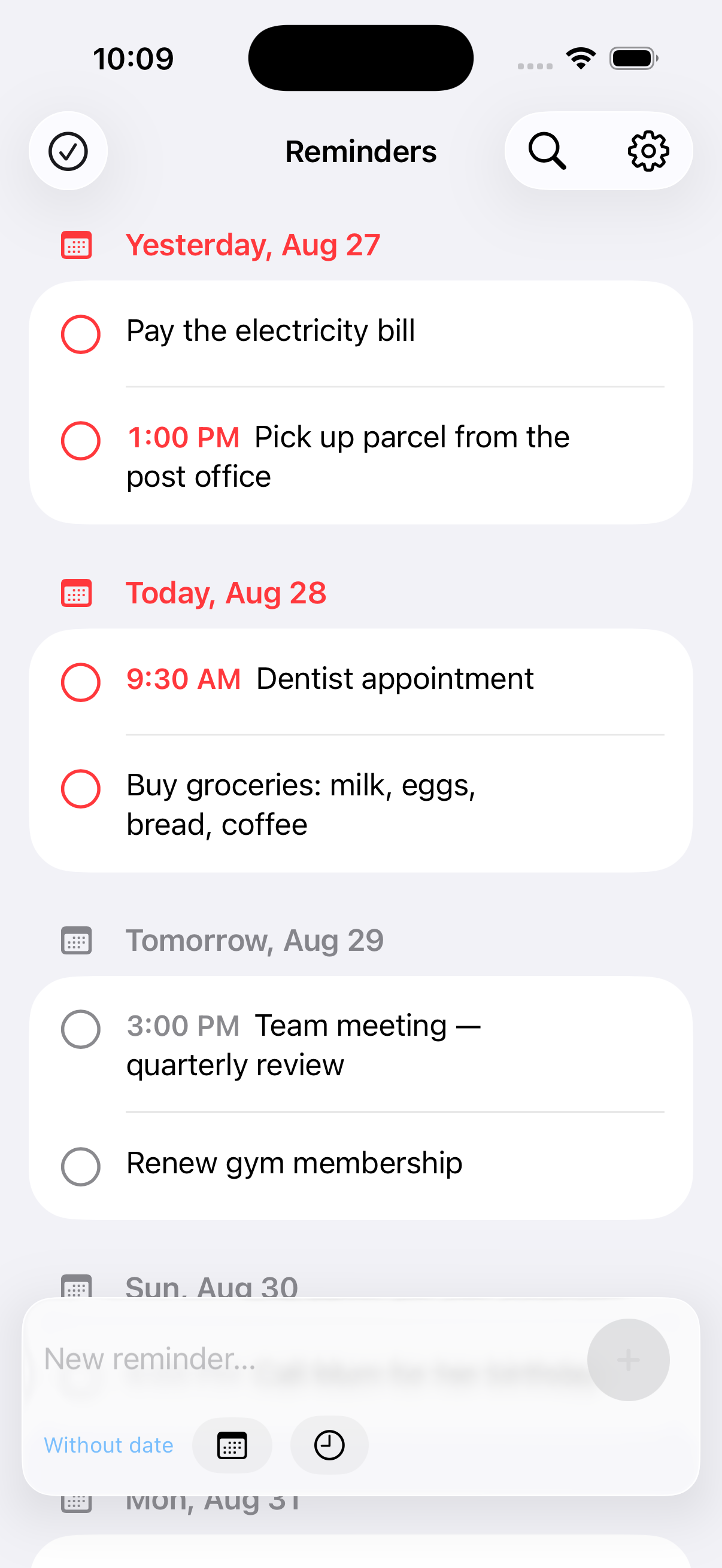 Menu Reminder on iPhone